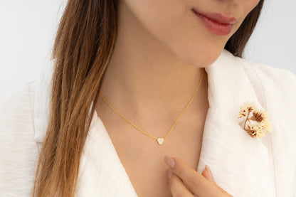 Taşlı Kalp Kolye | 14 Ayar Altın