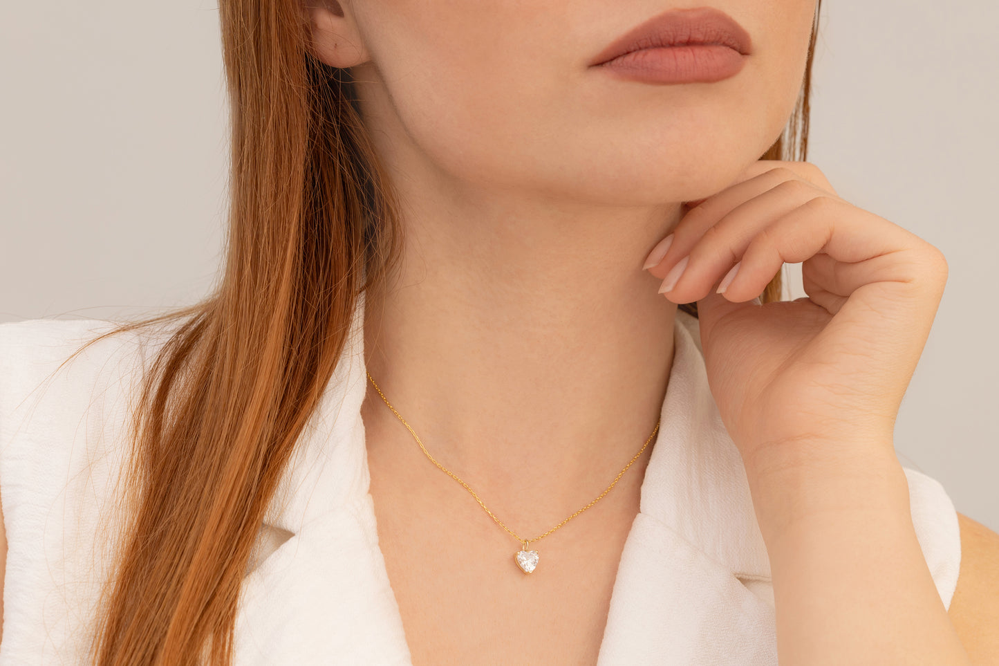 Doğum Taşlı Renkli Kalp Taşlı Kolye | 14 Ayar Altın