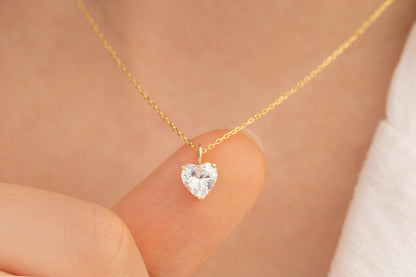 Doğum Taşlı Renkli Kalp Kolye | 925 Gümüş