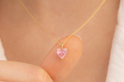 Doğum Taşlı Renkli Kalp Kolye | 925 Gümüş