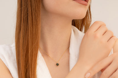 Doğum Taşlı Renkli Kalp Kolye | 925 Gümüş