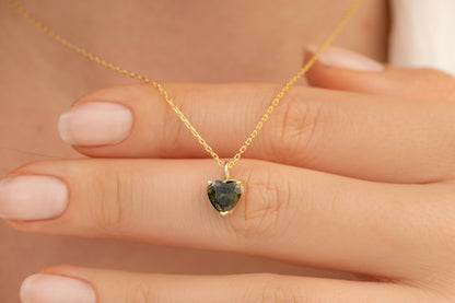 Doğum Taşlı Renkli Kalp Taşlı Kolye | 14 Ayar Altın