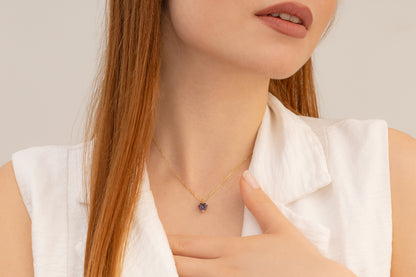 Doğum Taşlı Renkli Kalp Kolye | 925 Gümüş