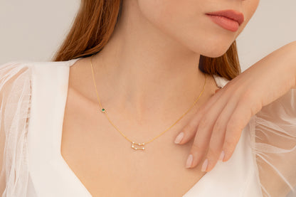 Doğum Taşlı Zodyak Kolye | 14 Ayar Altın