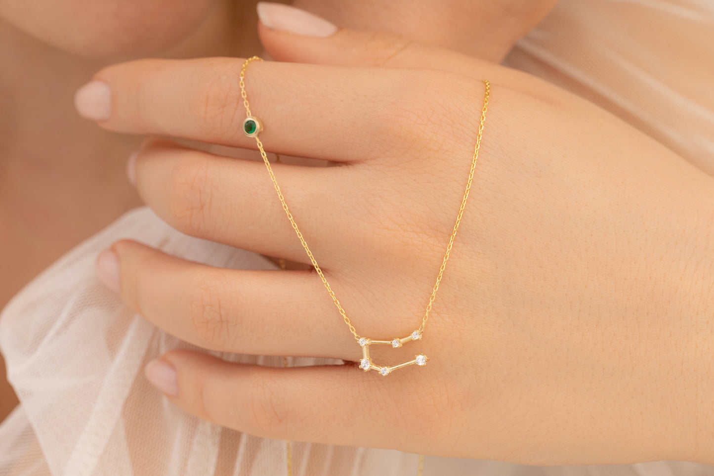 Doğum Taşlı Zodyak Kolye | 14 Ayar Altın