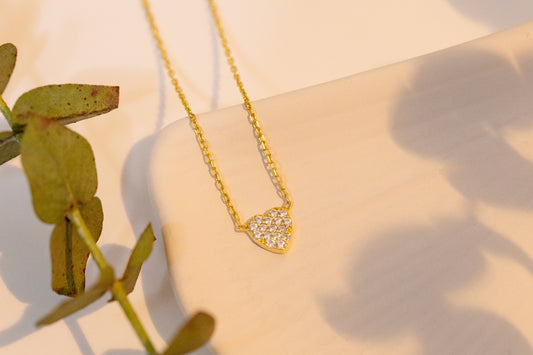 Taşlı Kalp Kolye | 925 Gümüş