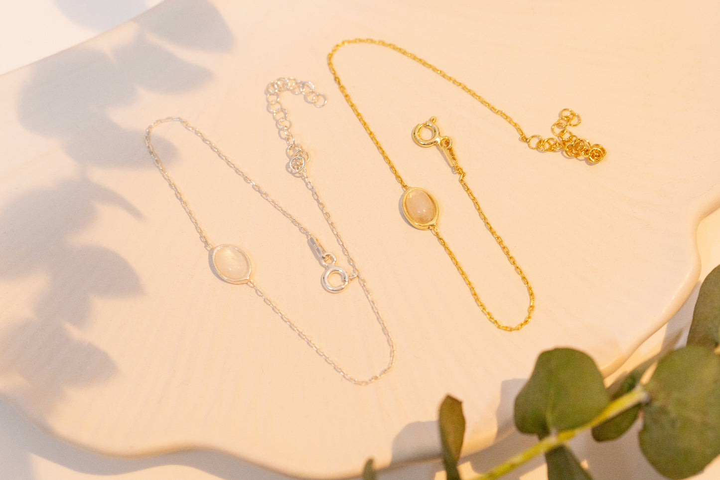 Oval Ay Taşı Bileklik | 925 Gümüş