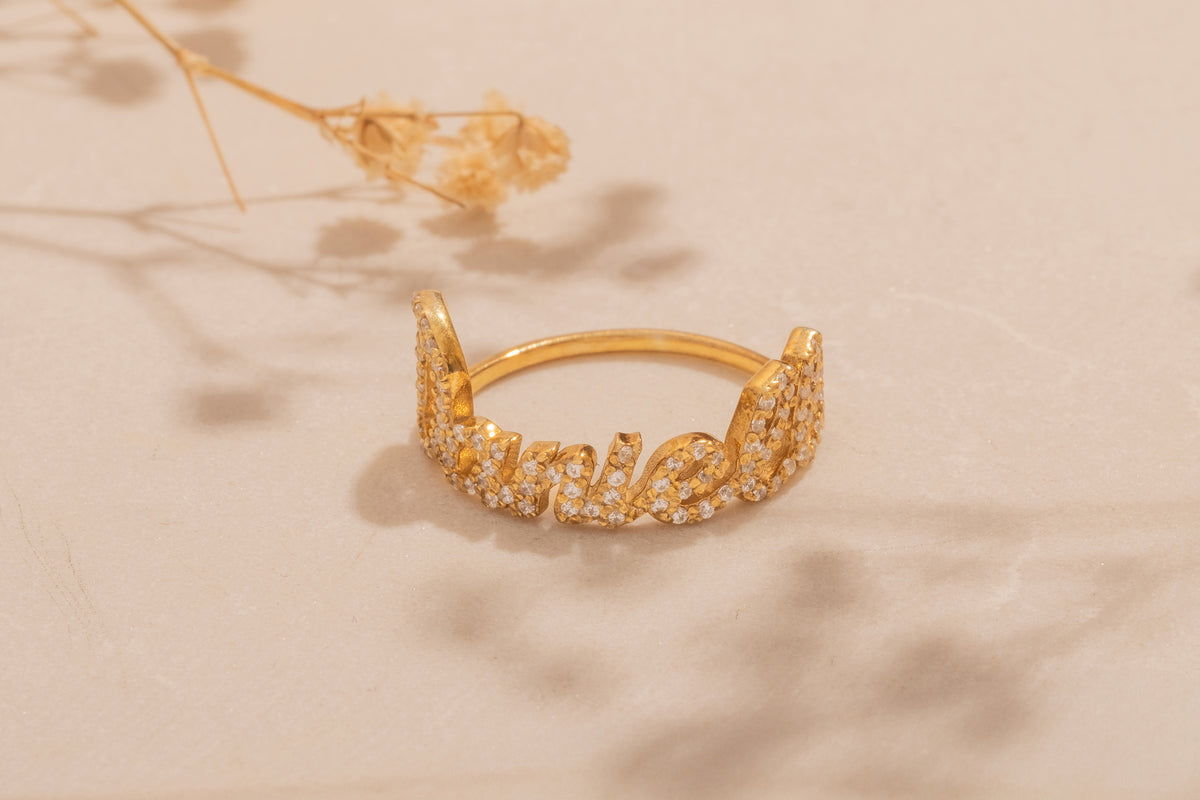 Taşlı İsim Yüzük | 925 Gümüş