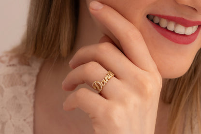 Taşlı İsim Yüzük | 925 Gümüş