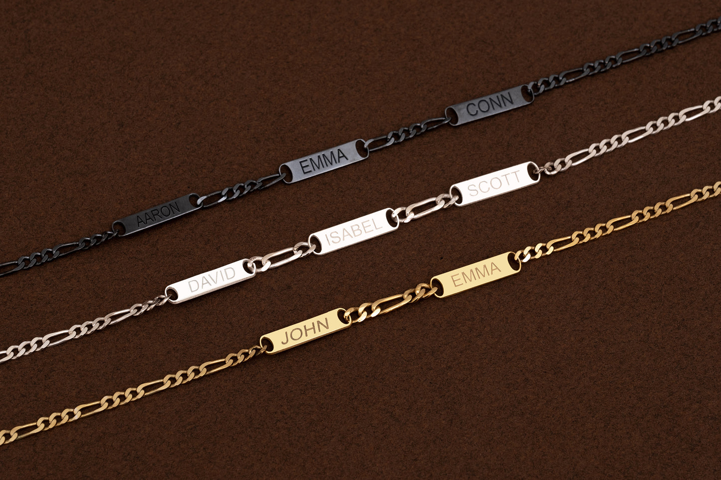 Erkek Figaro Zincirli İsimli Kolye | 925 Gümüş