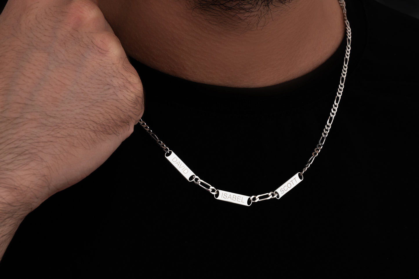 Erkek Figaro Zincirli İsimli Kolye | 925 Gümüş