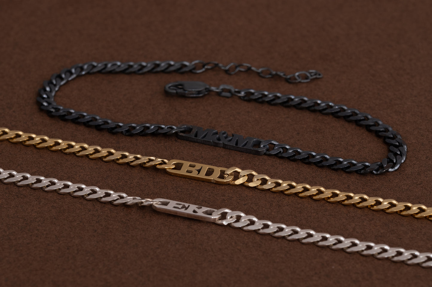 Erkek Gurmet Zincirli İsim Bileklik | 925 Gümüş