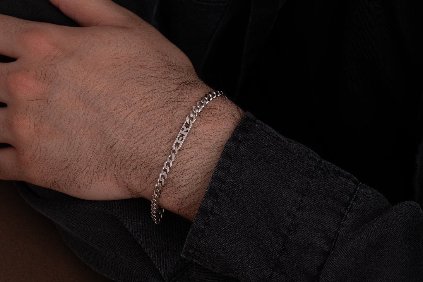 Erkek Gurmet Zincirli İsim Bileklik | 925 Gümüş