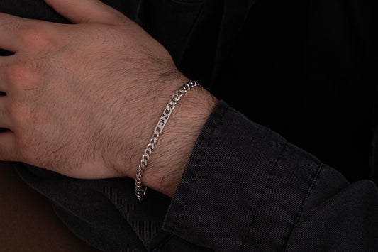 Erkek Gurmet Zincirli İsim Bileklik | 925 Gümüş