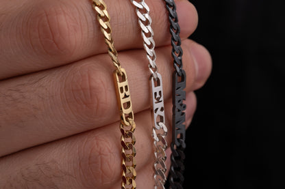 Erkek Gurmet Zincirli İsim Kolye | 925 Gümüş