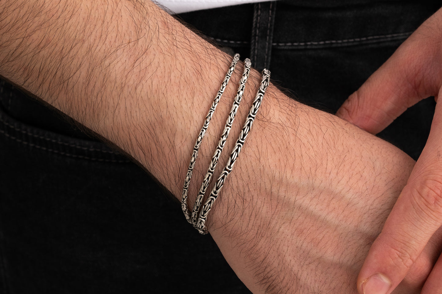 Erkek Kral Zincir Bileklik | 925 Gümüş