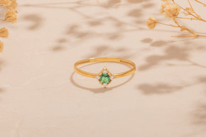 Zirkon Taşlı Kare Yüzük | 14 Ayar Altın