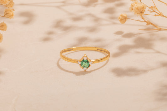 Zirkon Taşlı Kare Yüzük | 14 Ayar Altın