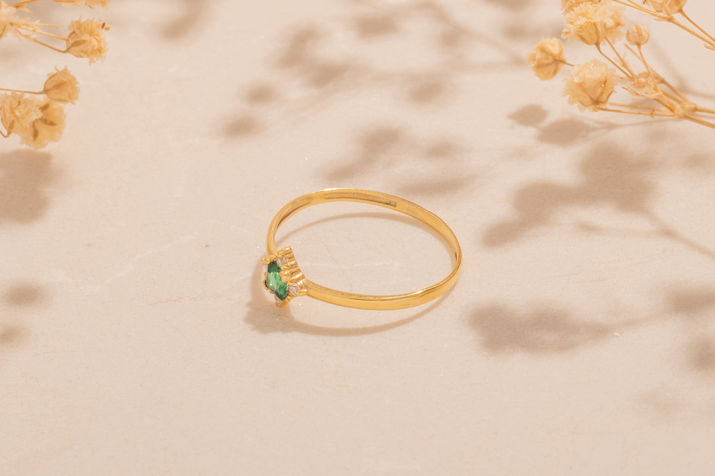 Zirkon Taşlı Kare Yüzük | 14 Ayar Altın