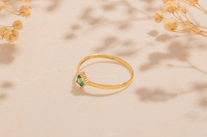 Zirkon Taşlı Kare Yüzük | 14 Ayar Altın