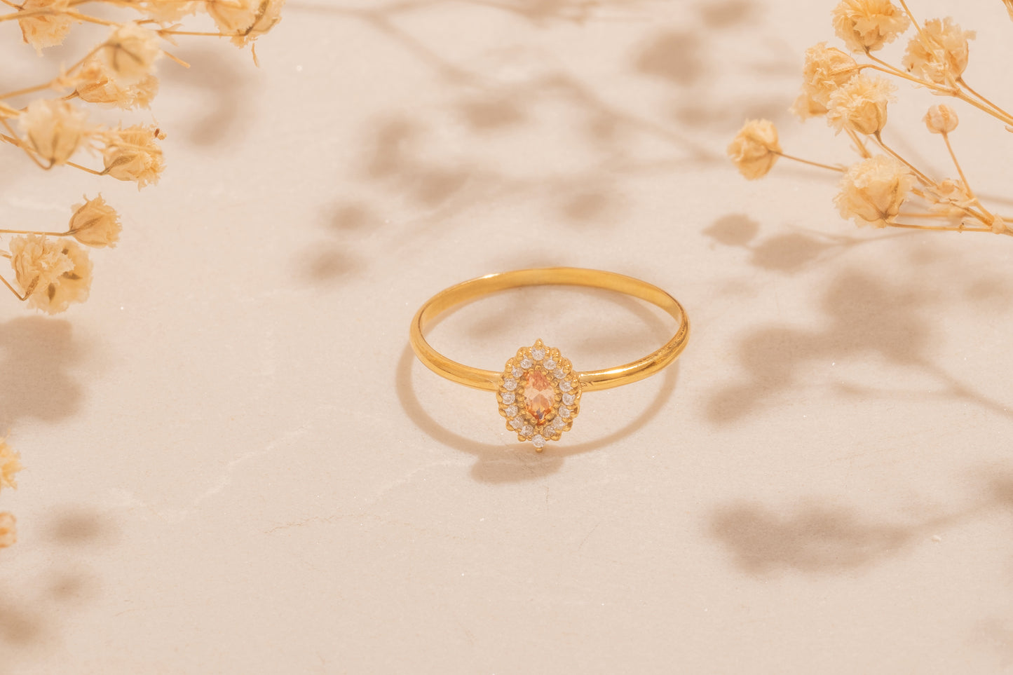 Zirkon Taşlı Oval Yüzük | 14 Ayar Altın