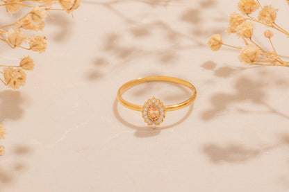 Zirkon Taşlı Oval Yüzük | 14 Ayar Altın