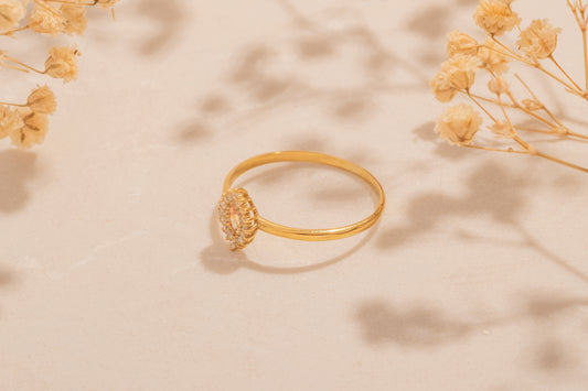 Zirkon Taşlı Oval Yüzük | 14 Ayar Altın