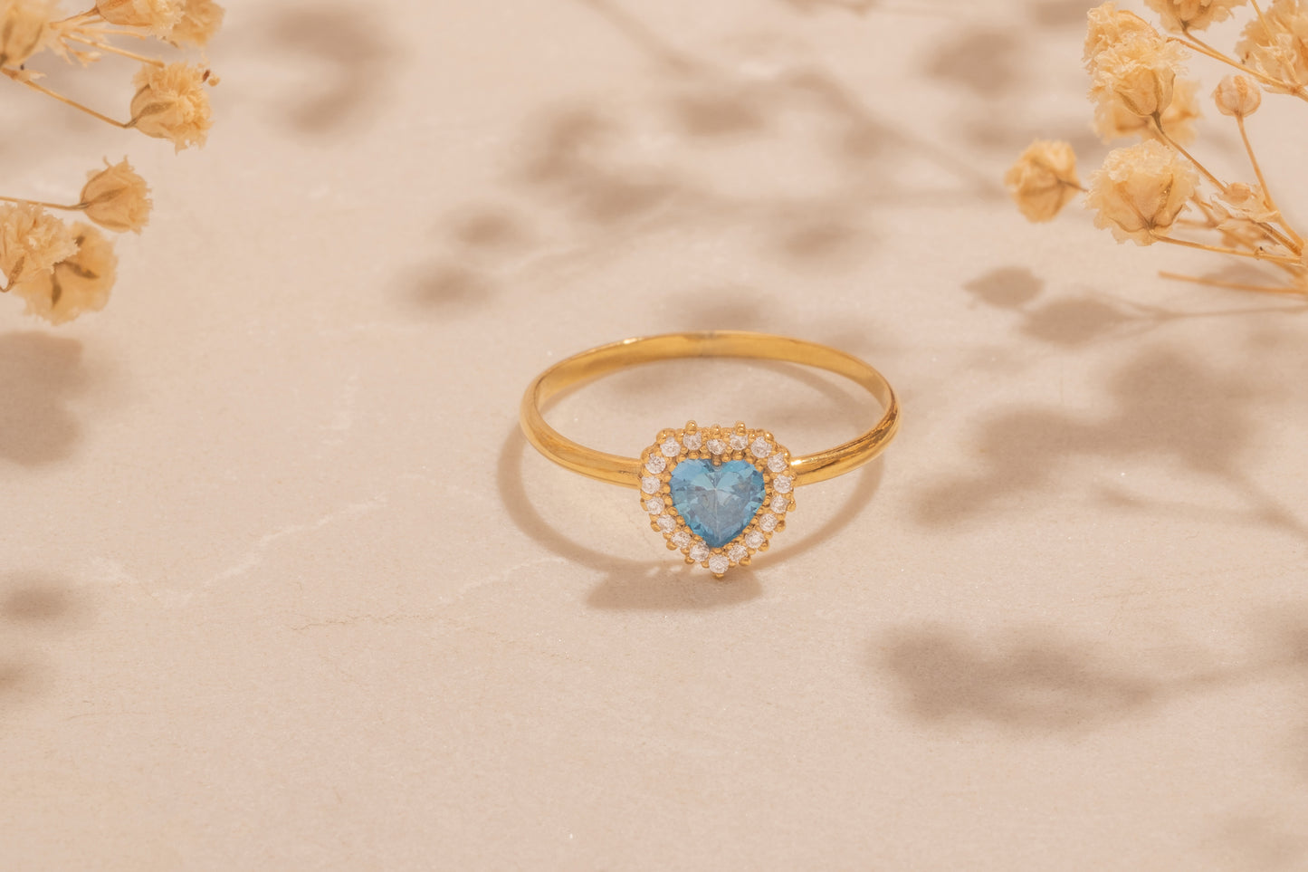 Zirkon Taşlı Kalpli Yüzük | 14 Ayar Altın