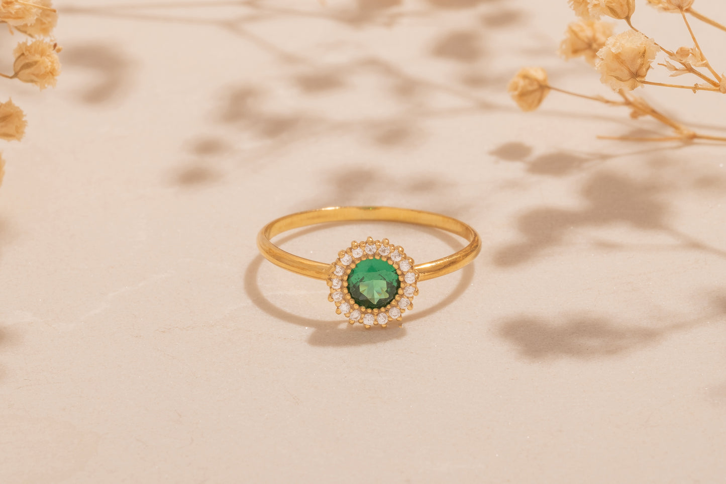 Zirkon Taşlı Yuvarlak Yüzük | 14 Ayar Altın