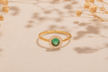 Zirkon Taşlı Yuvarlak Yüzük | 14 Ayar Altın