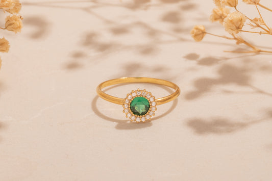 Zirkon Taşlı Yuvarlak Yüzük | 14 Ayar Altın