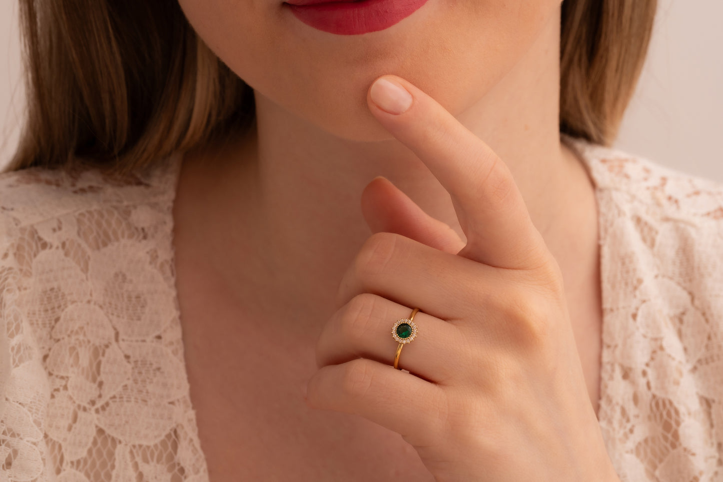 Zirkon Taşlı Yuvarlak Yüzük | 14 Ayar Altın