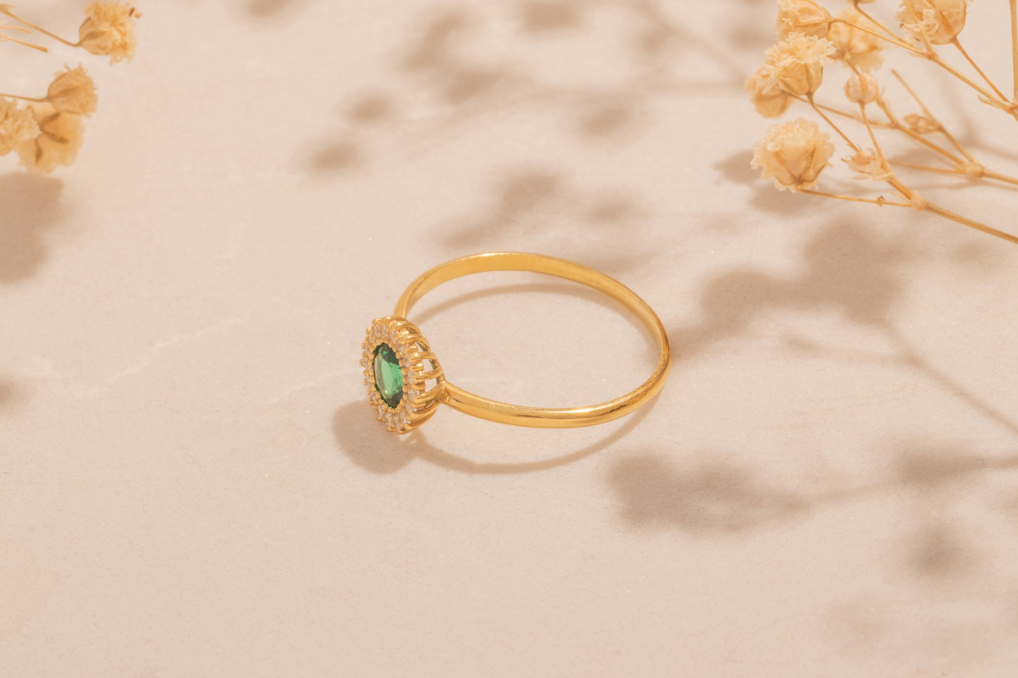 Zirkon Taşlı Yuvarlak Yüzük | 14 Ayar Altın