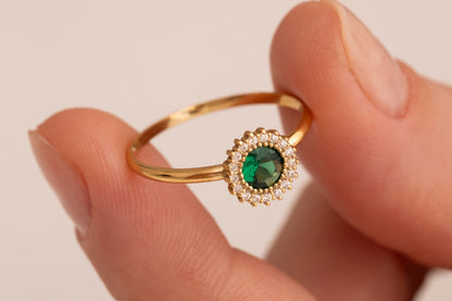 Zirkon Taşlı Yuvarlak Yüzük | 14 Ayar Altın