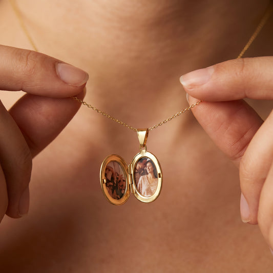 Oval Kapaklı Fotoğraflı Kolye | 925 Gümüş