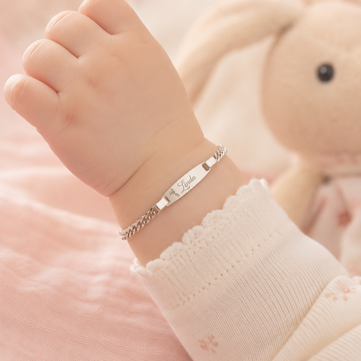 Gurmet Zincirli Oval Bebek Bilekliği | 925 Gümüş