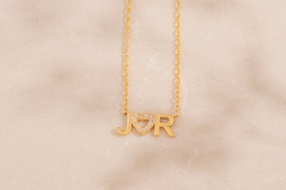 İki Harfli Kalpli Kolye | 925 Gümüş