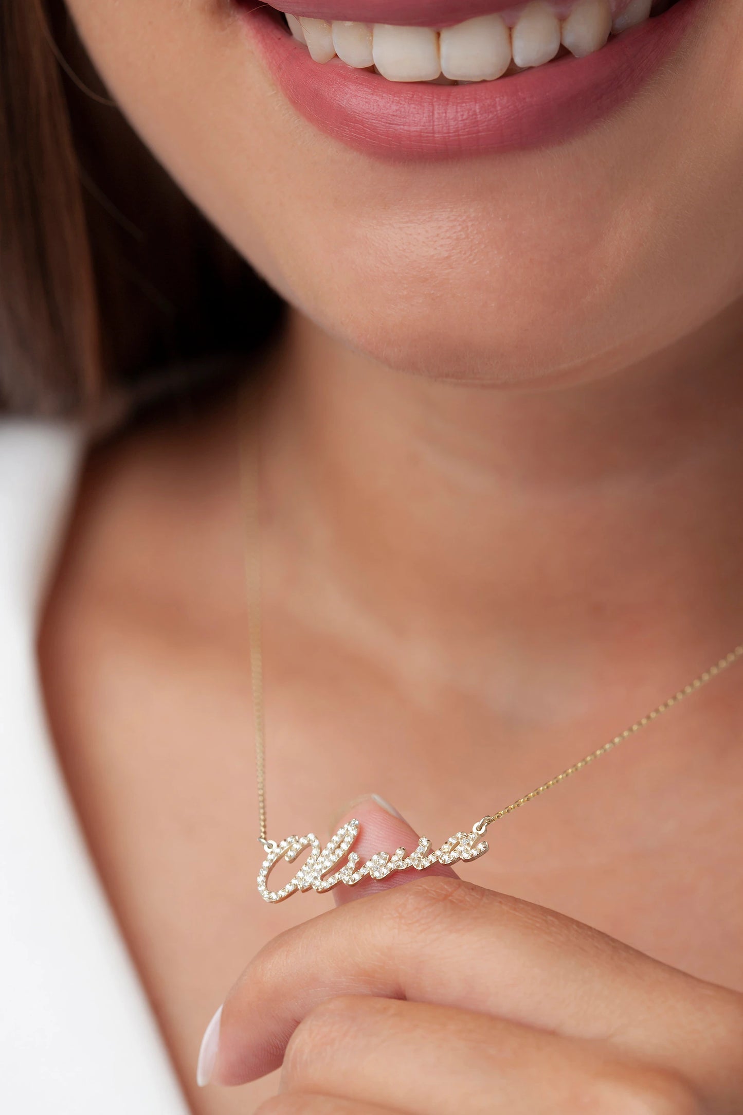 Taşlı İsim Kolye | 14 Ayar Altın