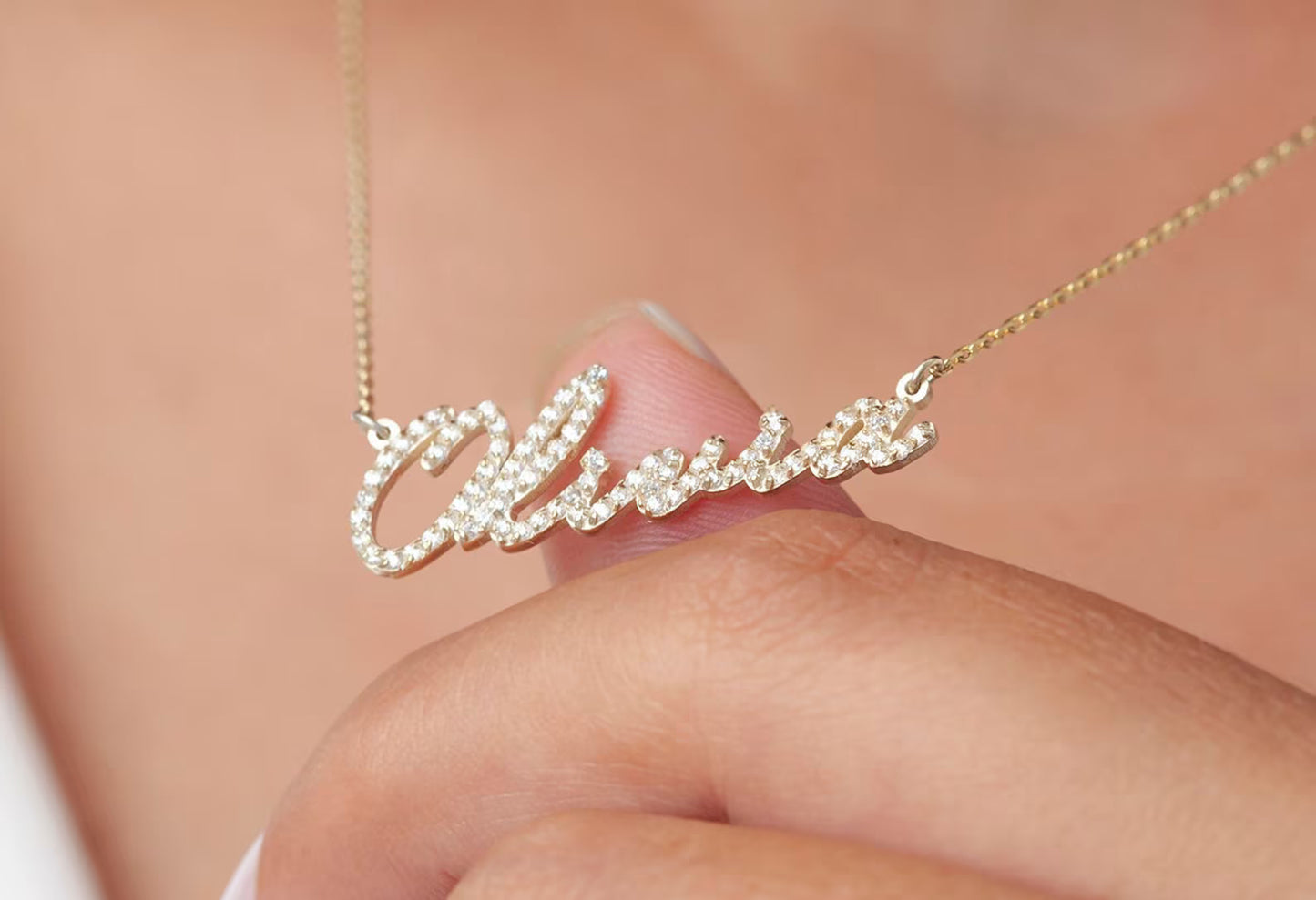 Taşlı İsim Kolye | 14 Ayar Altın