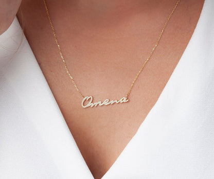 Taşlı İsim Kolye | 14 Ayar Altın