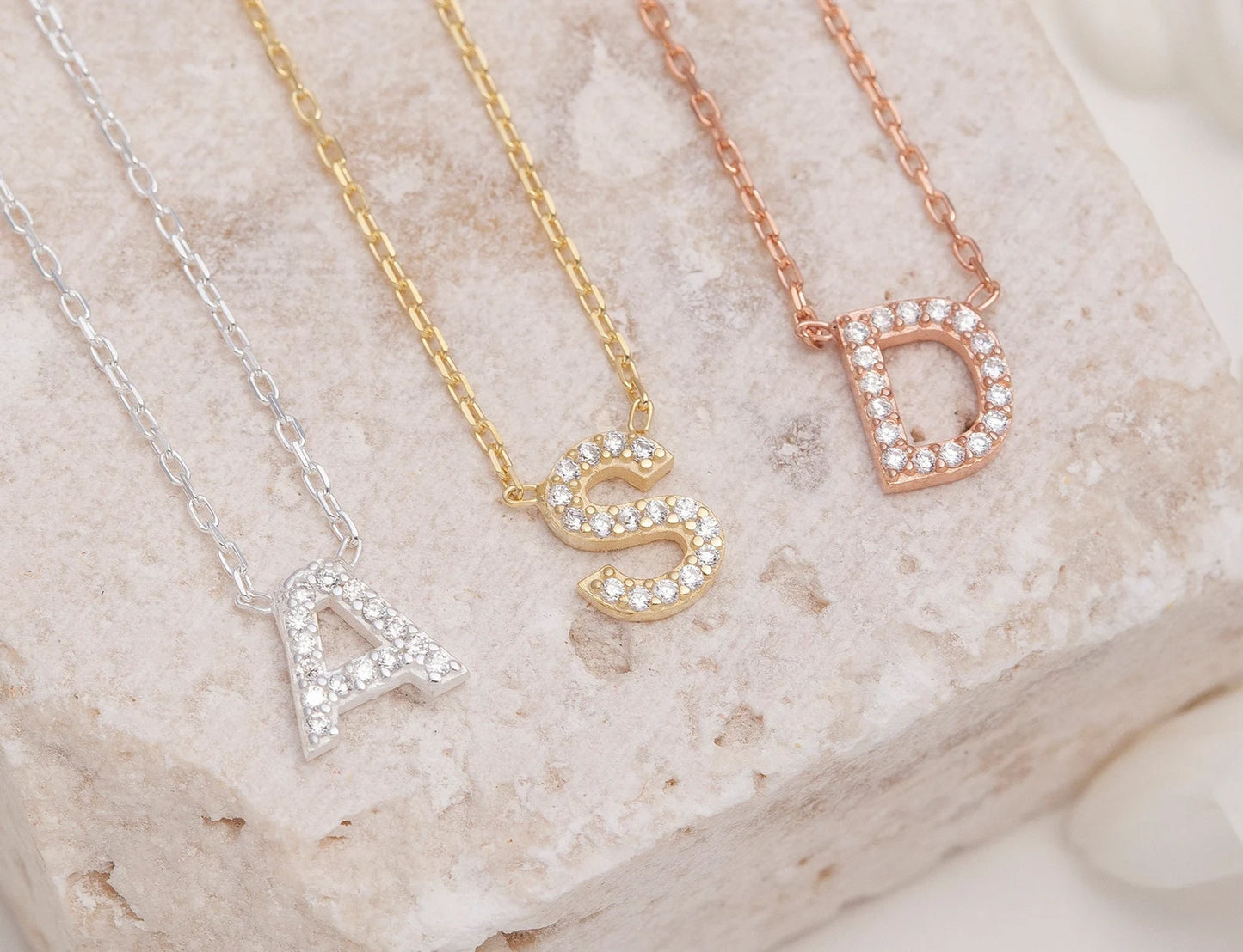 Taşlı Harf Kolye | 925 Gümüş