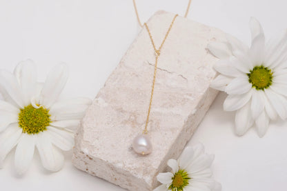 Doğal İnci Taşlı Y Kolye | 925 Gümüş