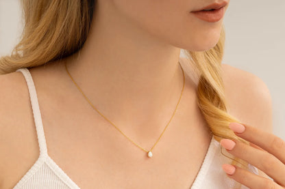 Damla Taşlı Beyaz Opal Kolye | 925 Gümüş