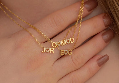 İki Harfli Kalpli Kolye | 925 Gümüş