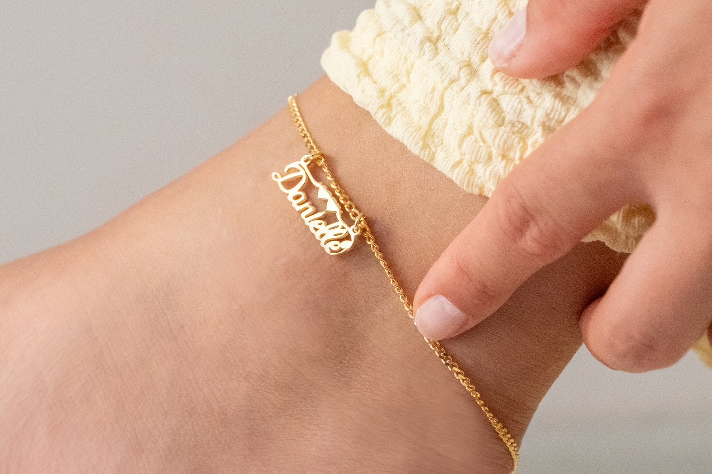 Gurmet Zincirli İsim Halhal | 14 Ayar Altın