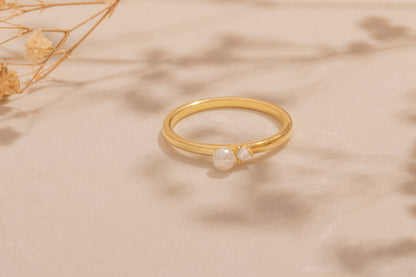 Zirkon Taşlı İnci Yüzük | 925 Gümüş