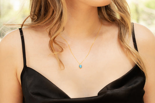 Mavi Opal Taşlı Kolye | 925 Gümüş