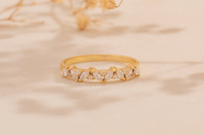 Yuvarlak Taşlı Minimal Yüzük | 14 Ayar Altın