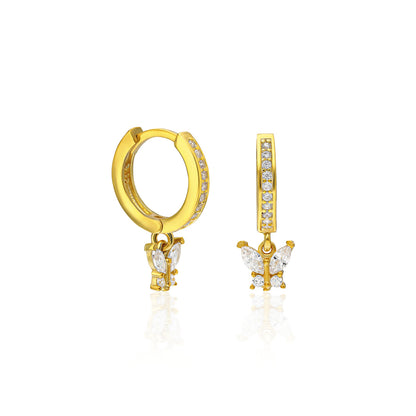 Zirkon Taşlı Kelebek Figürlü Küpe | 925 Gümüş