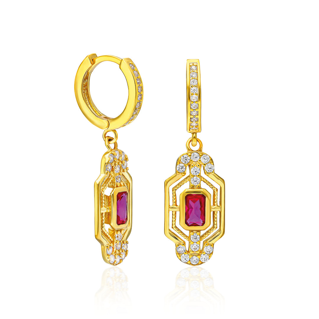 Renkli Taşlı Tasarım Küpe | 925 Gümüş